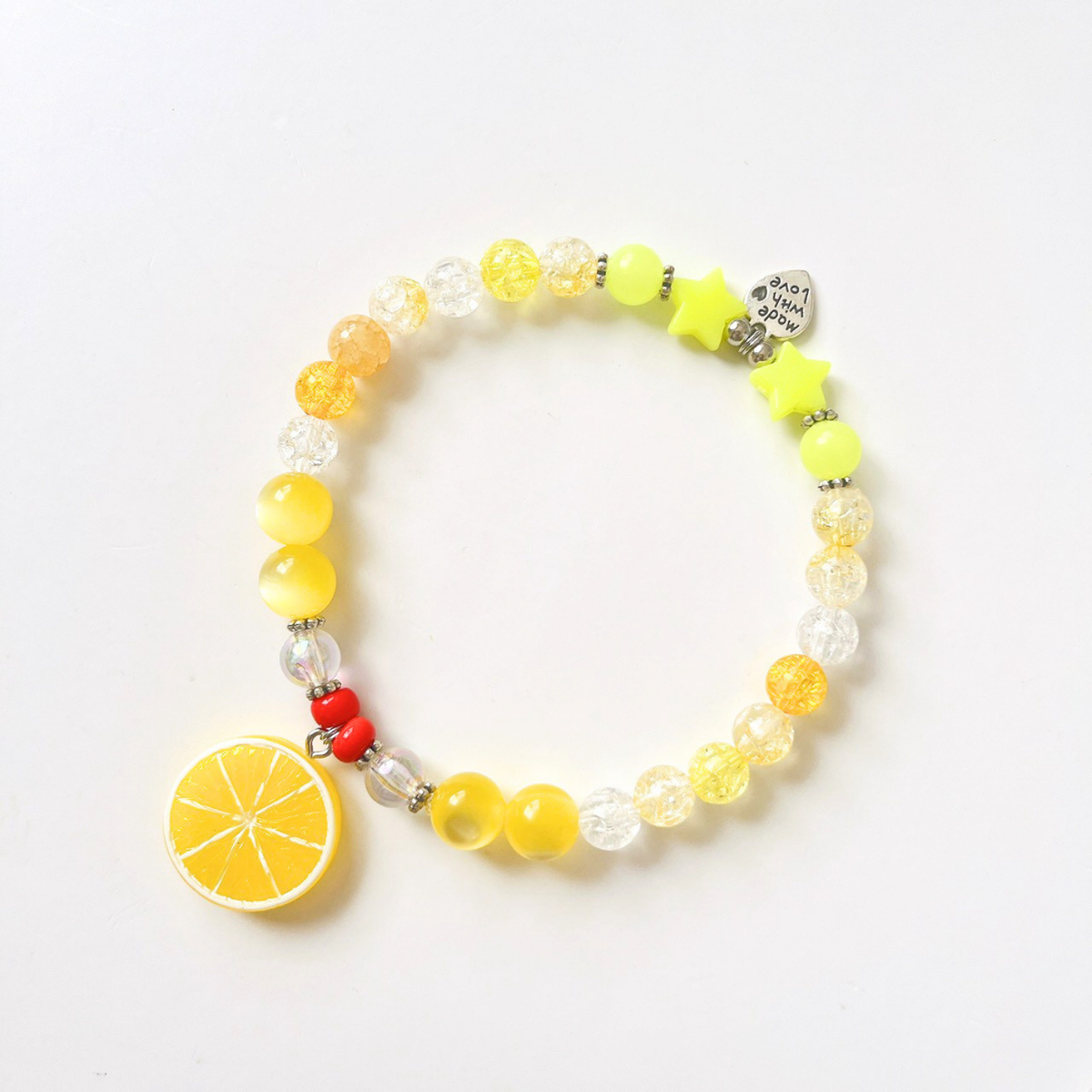ペット用 レモンチャーム×ボーダービーズネックレス
