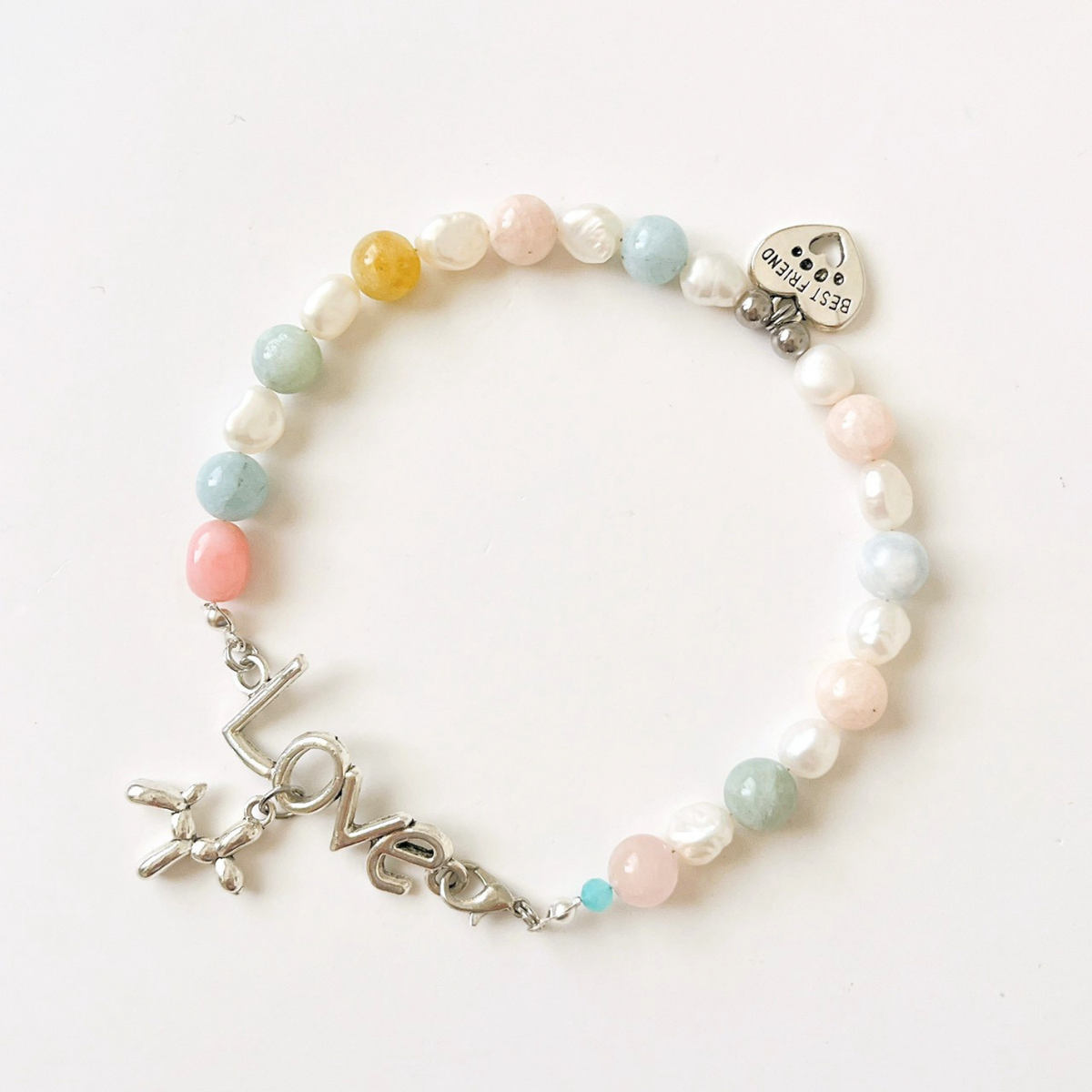ペット用　天然石モルガナイト×淡水パールネックレス
