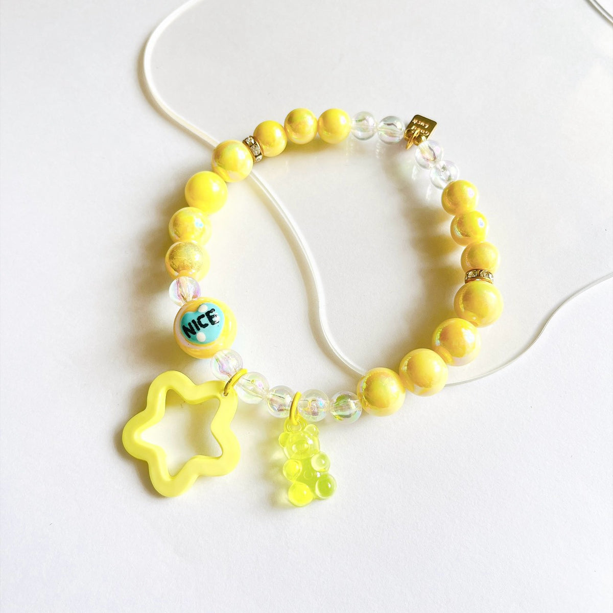 ペット用　グミベア&starチャーム　イエローネックレス